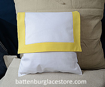 Hemstitch Baby Envelope Pillows. 12"x12". Kumquat color border - Click Image to Close